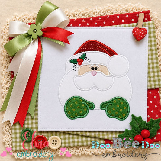 Cozy Santa Mittens - Appliqué - Machine Embroidery Design