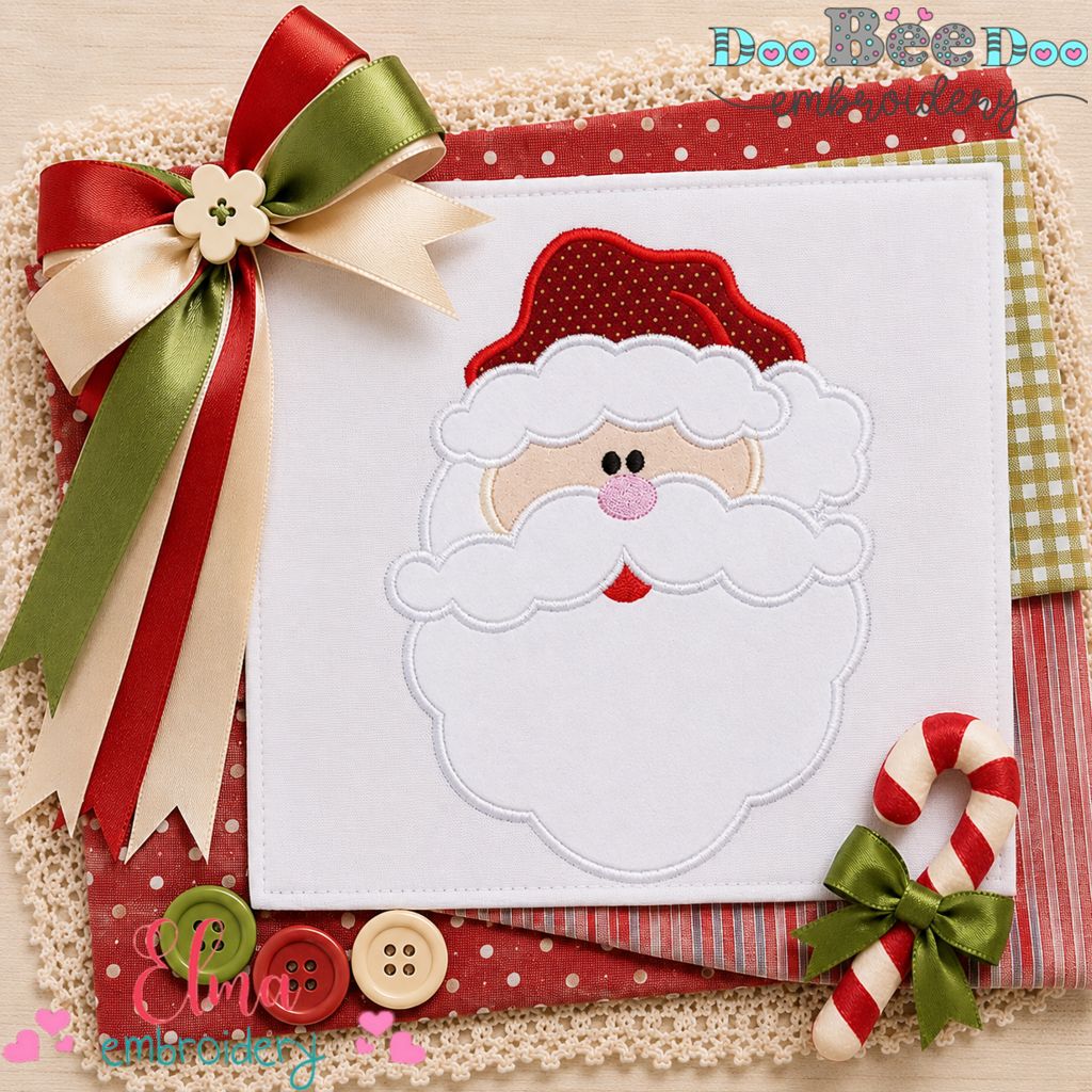 Classic Santa Face - Appliqué - Machine Embroidery Design