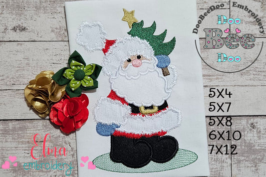 Santa’s Tree Delivery - Applique - Machine Embroidery Design