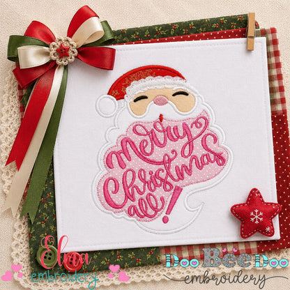 Santa Merry Christmas - Appliqué - Machine Embroidery Design