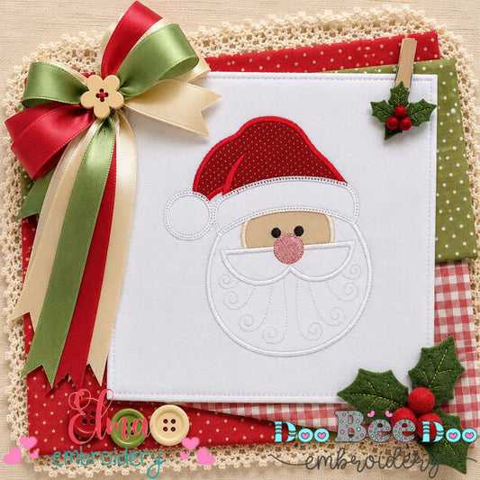 Jolly Santa Face - Appliqué - Machine Embroidery Design