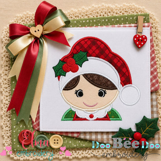 Sweet Santa Girl - Appliqué - Machine Embroidery Design