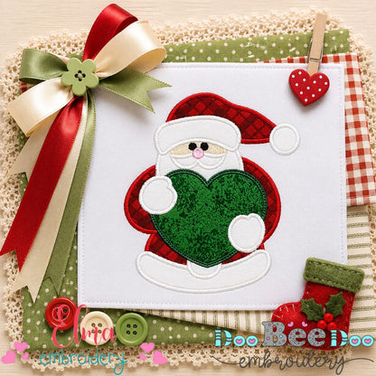 Santa Heart - Appliqué - Machine Embroidery Design