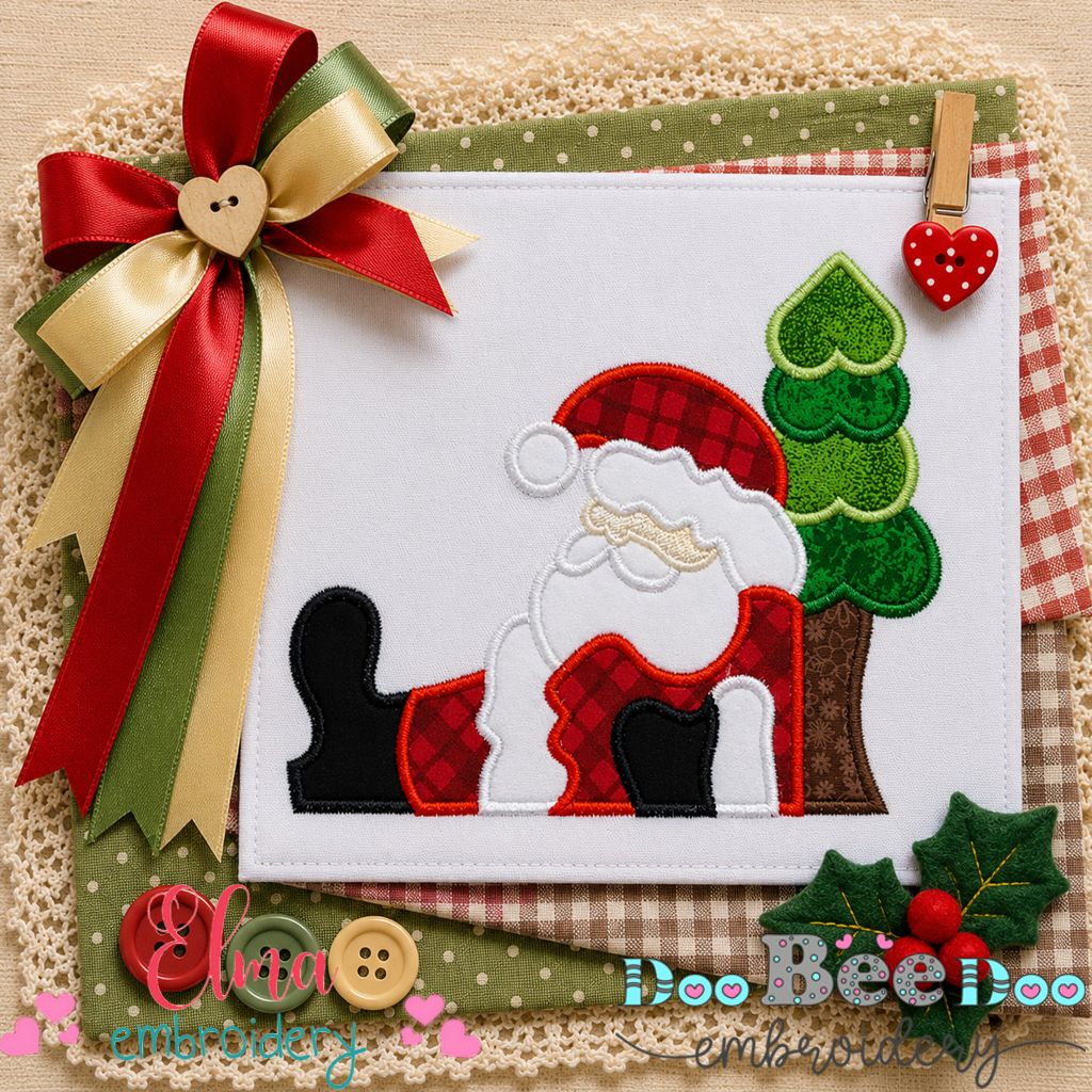 Peaceful Sleeping Santa - Appliqué - Machine Embroidery Design