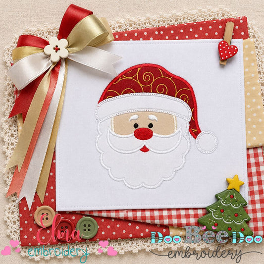 Jolly Santa Claus Face - Appliqué - Machine Embroidery Design