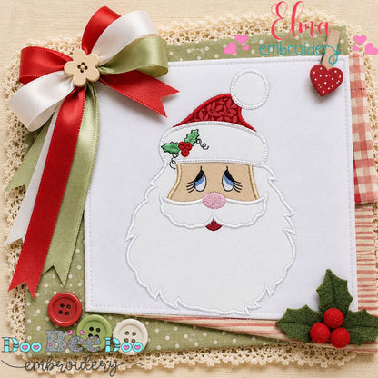 Gentle Santa Face - Appliqué - Machine Embroidery Design