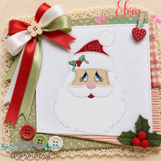 Gentle Santa Face - Appliqué - Machine Embroidery Design