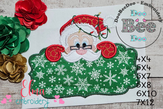 Jolly Santa Label - Applique - Machine Embroidery Design
