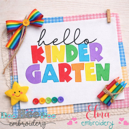 Hello Kindergarten Colorful Letters - Sketch Stitch – Machine Embroidery Design