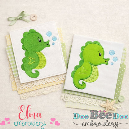 Sweet Little Seahorse Duo – Appliqué & Fill Stitch – Machine Embroidery Design