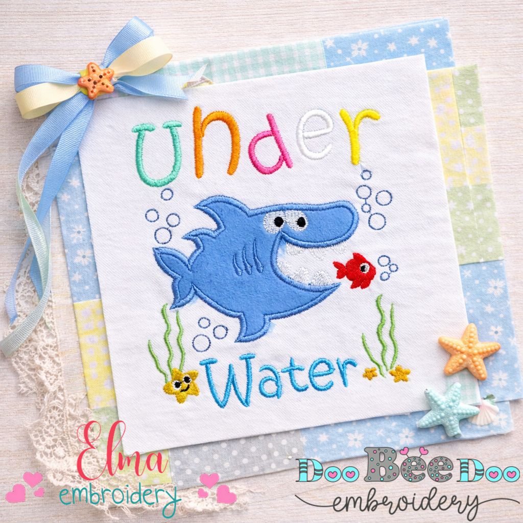 Shark Under the Sea - Appliqué - Machine Embroidery Design