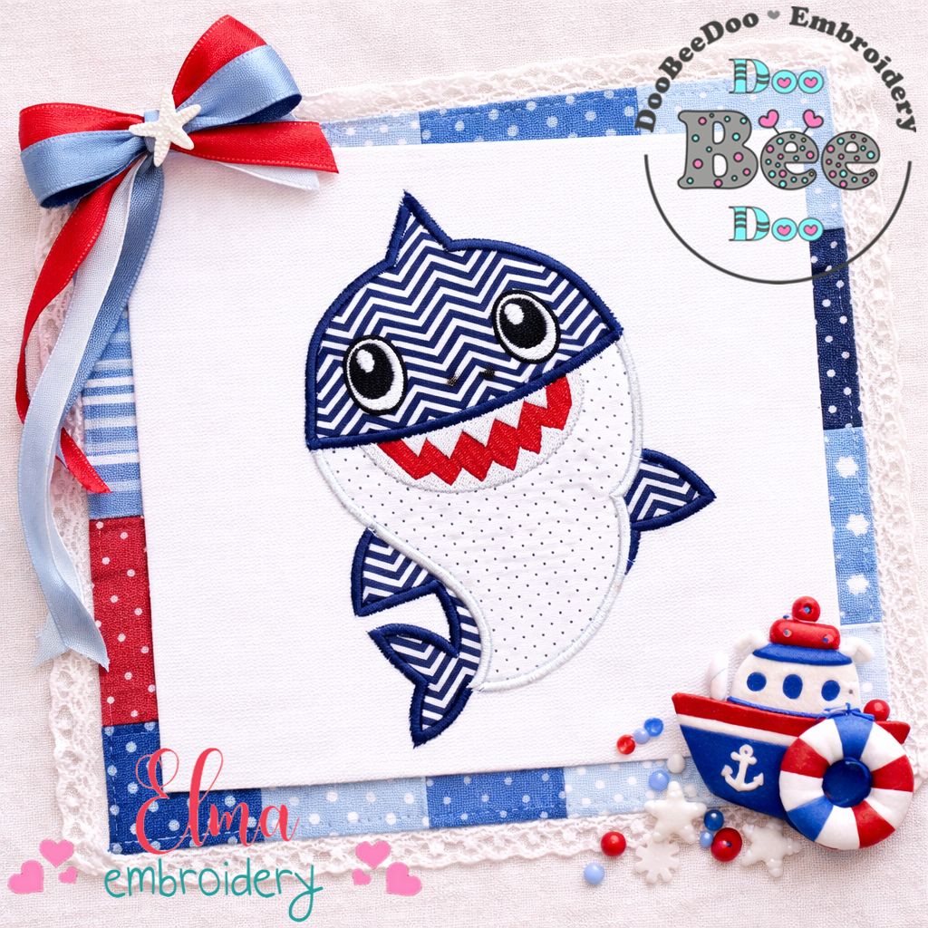 Baby Shark Boy – Appliqué – Machine Embroidery Design
