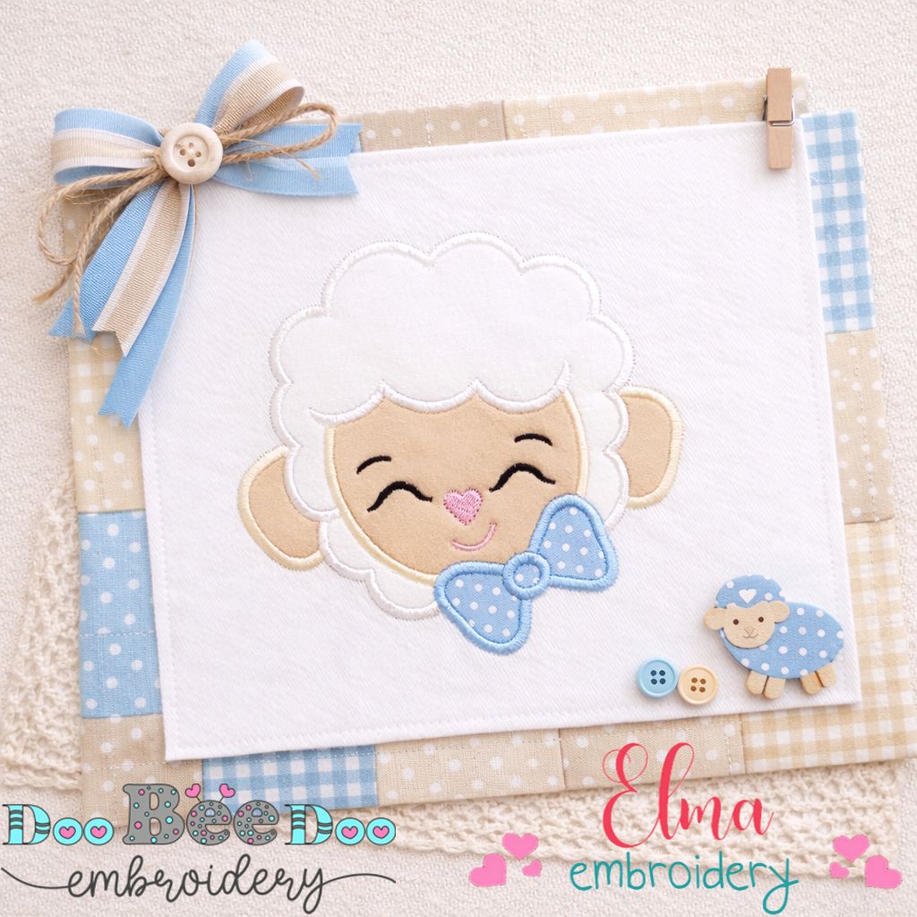 Sheep Boy Face - Appliqué - Machine Embroidery Design
