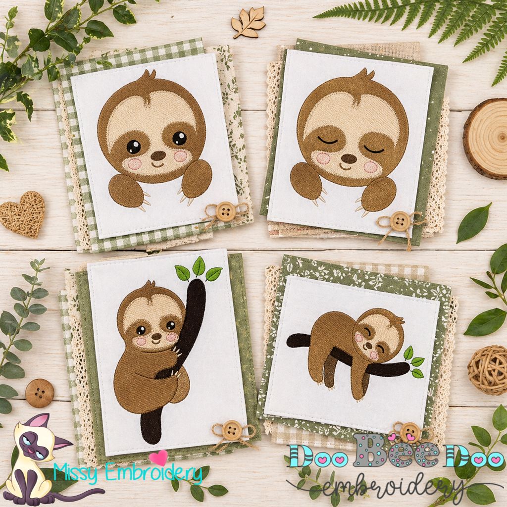 Sweet Baby Sloth Collection – Fill Stitch – Machine Embroidery Design