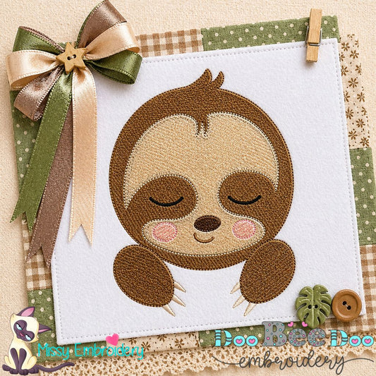 Sleepy Baby Sloth Face - Fill Stitch – Machine Embroidery Design