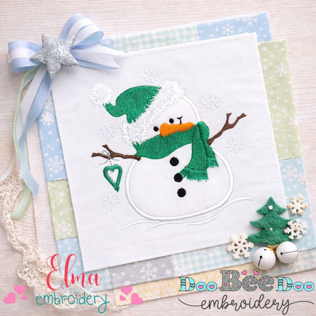 Cute Snowman Winter - Appliqué - Machine Embroidery Design