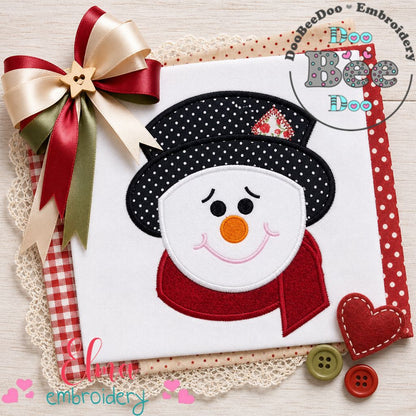 Sweet Smiling Snowman – Appliqué – Machine Embroidery Design
