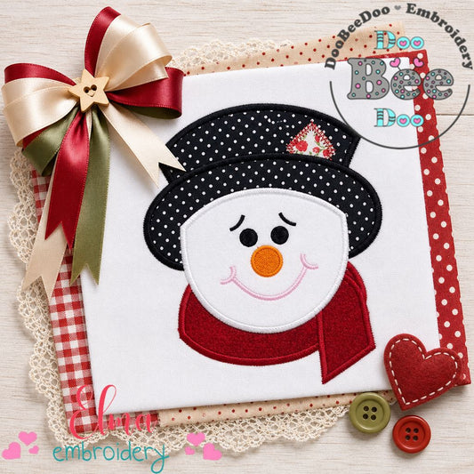 Sweet Smiling Snowman – Appliqué – Machine Embroidery Design