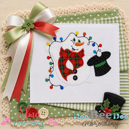 Magical Snowman Lights - Appliqué - Machine Embroidery Design