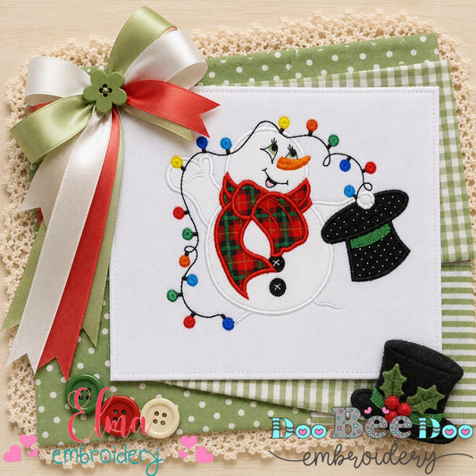 Magical Snowman Lights - Appliqué - Machine Embroidery Design