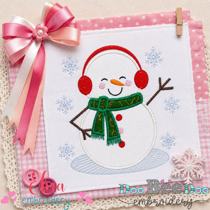 Cozy Winter Snowman - Appliqué - Machine Embroidery Design