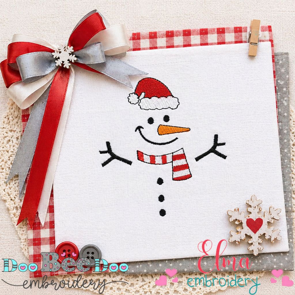 Cheerful Christmas Snowman - Fill Stitch – Machine Embroidery Design