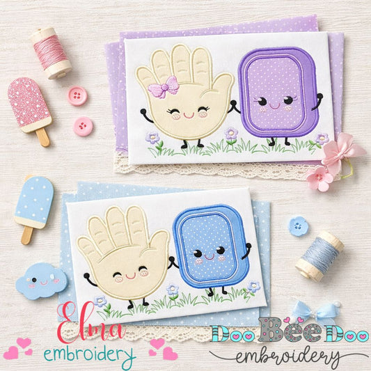 Soap and Hand Set (Boy & Girl) – Appliqué – Machine Embroidery Design