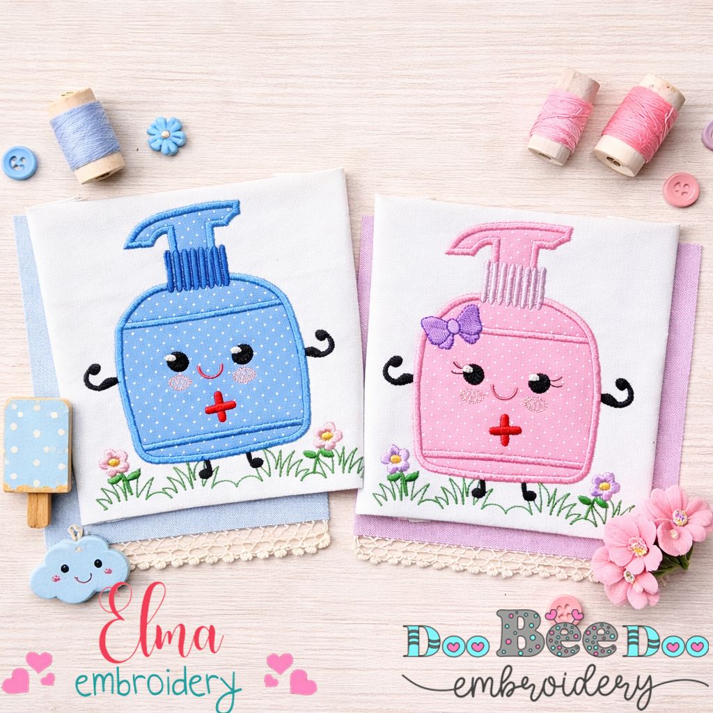 Hand Sanitizer Set (Boy & Girl) – Appliqué – Machine Embroidery Design