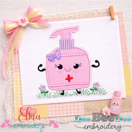 Kawaii Hand Sanitizer Girl – Appliqué – Machine Embroidery Design