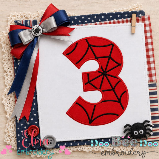 Spider Web Number Three - Applique - Machine Embroidery Design