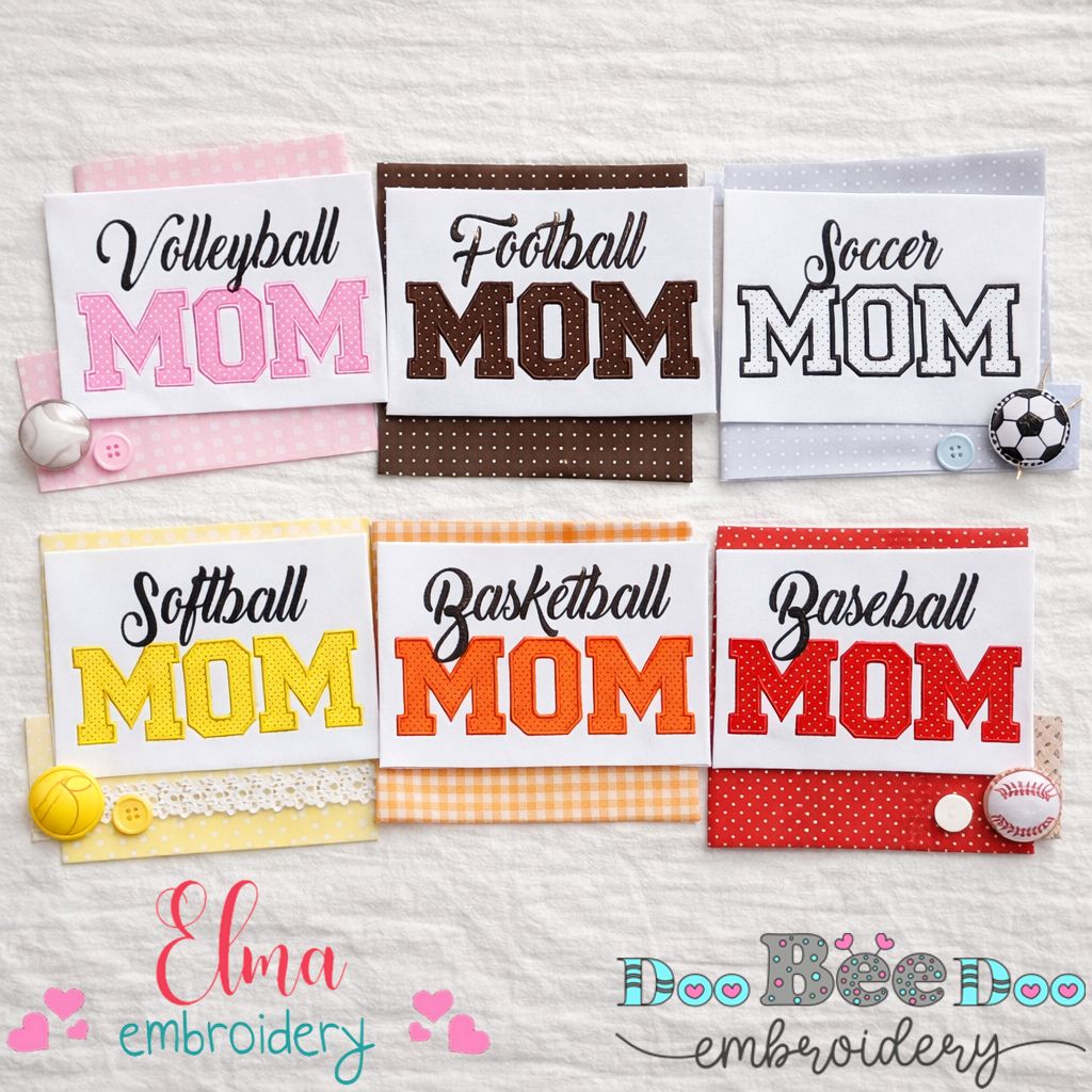 Sports Mom Appliqué Bundle – Appliqué – Machine Embroidery Design