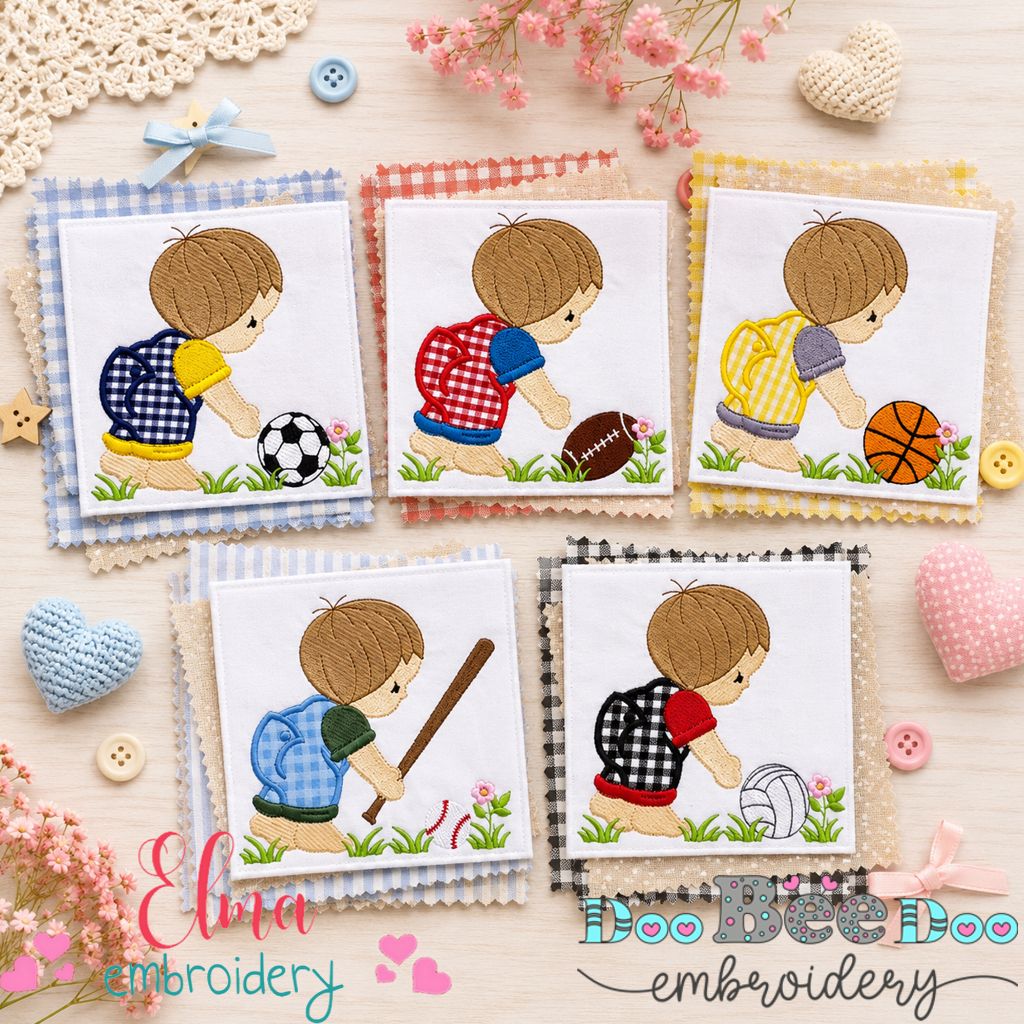 Little Sports Boy Collection - Applique - Machine Embroidery Design