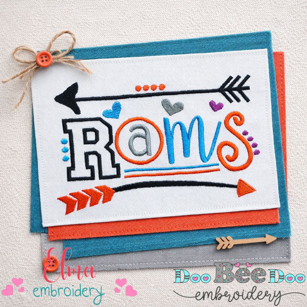 Rams Arrows Team Spirit – Satin Stitch – Machine Embroidery Design
