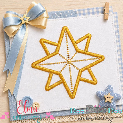 Elegant Layered Star Outline - Satin Stitch – Machine Embroidery Design