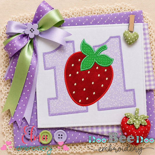 Sweet Strawberry Number 11 - Appliqué - Machine Embroidery Design