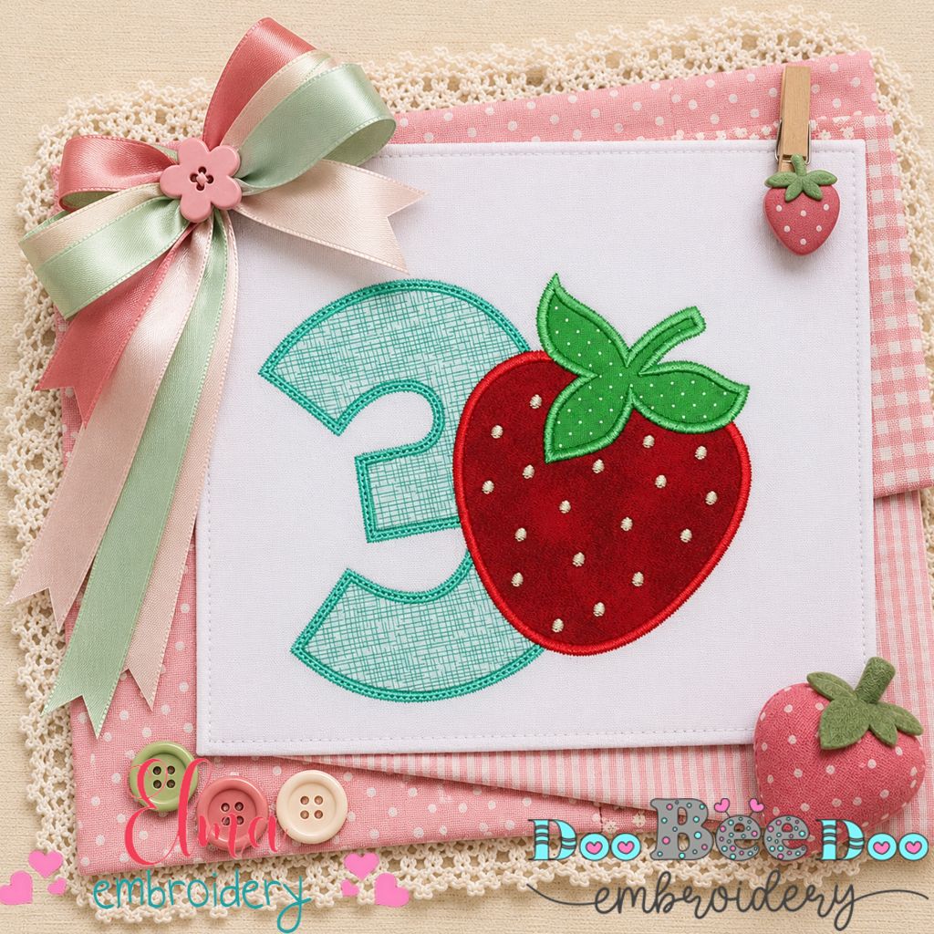 Berry Number Three - Appliqué - Machine Embroidery Design