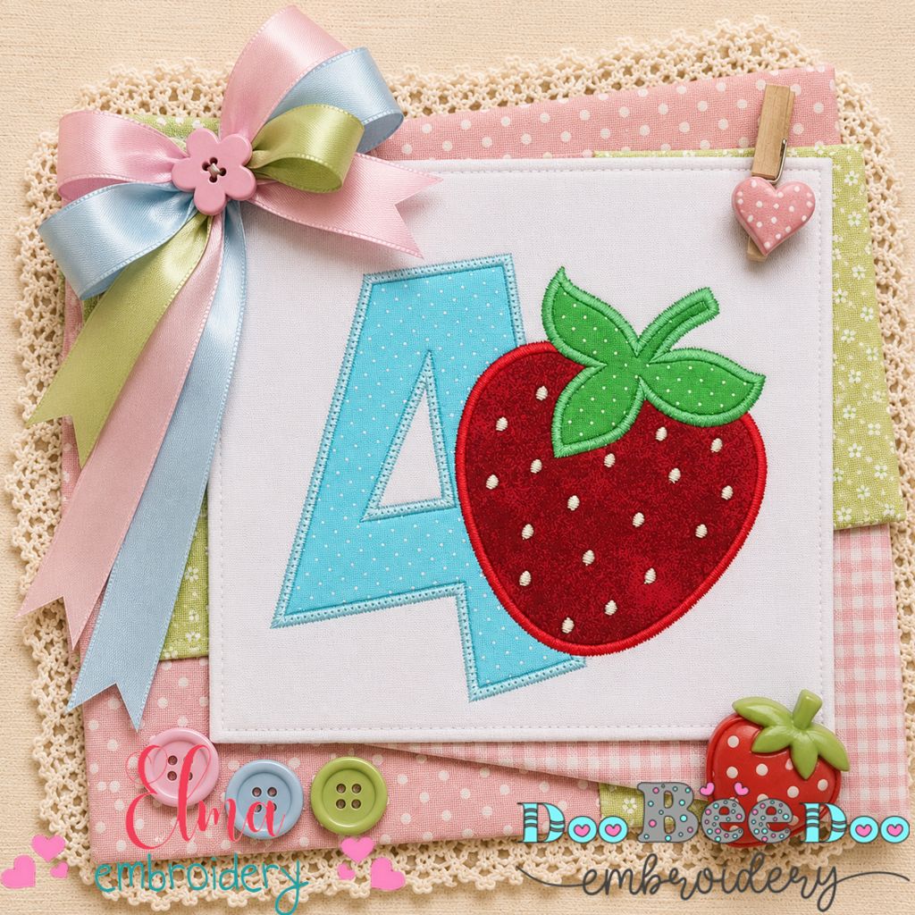 Berry Number Four - Appliqué - Machine Embroidery Design