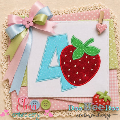 Berry Number Four - Appliqué - Machine Embroidery Design