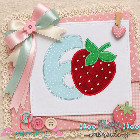 Sweet Strawberry Number 6 - Appliqué - Machine Embroidery Design