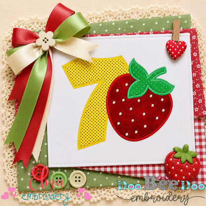 Sweet Strawberry Number 7 - Appliqué - Machine Embroidery Design