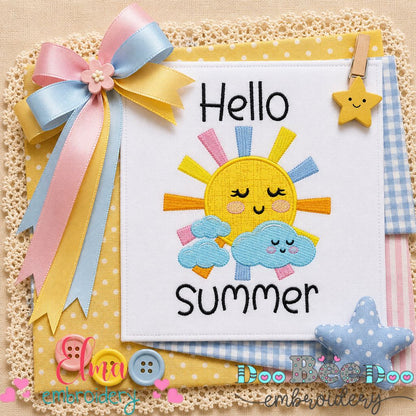 Hello Summer Sunshine - Appliqué - Machine Embroidery Design