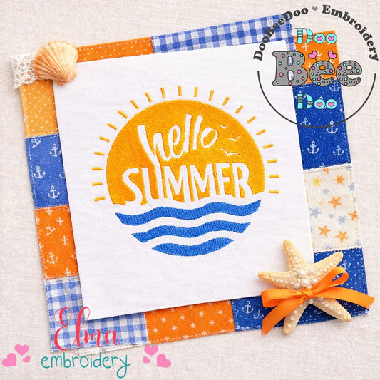 Hello Summer – Fill Stitch – Machine Embroidery Design