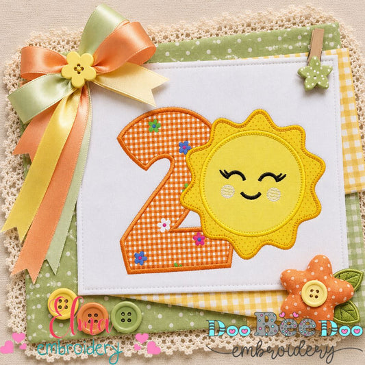 Sunny Second Birthday - Appliqué - Machine Embroidery Design