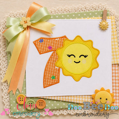 Sunny Seventh Birthday - Appliqué - Machine Embroidery Design