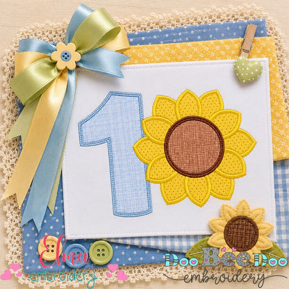 Sunflower Number 1 One 1st Birthday - Applique