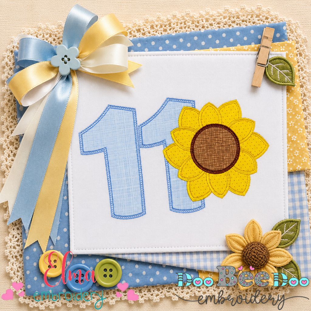 Sunny Number Eleven - Appliqué - Machine Embroidery Design