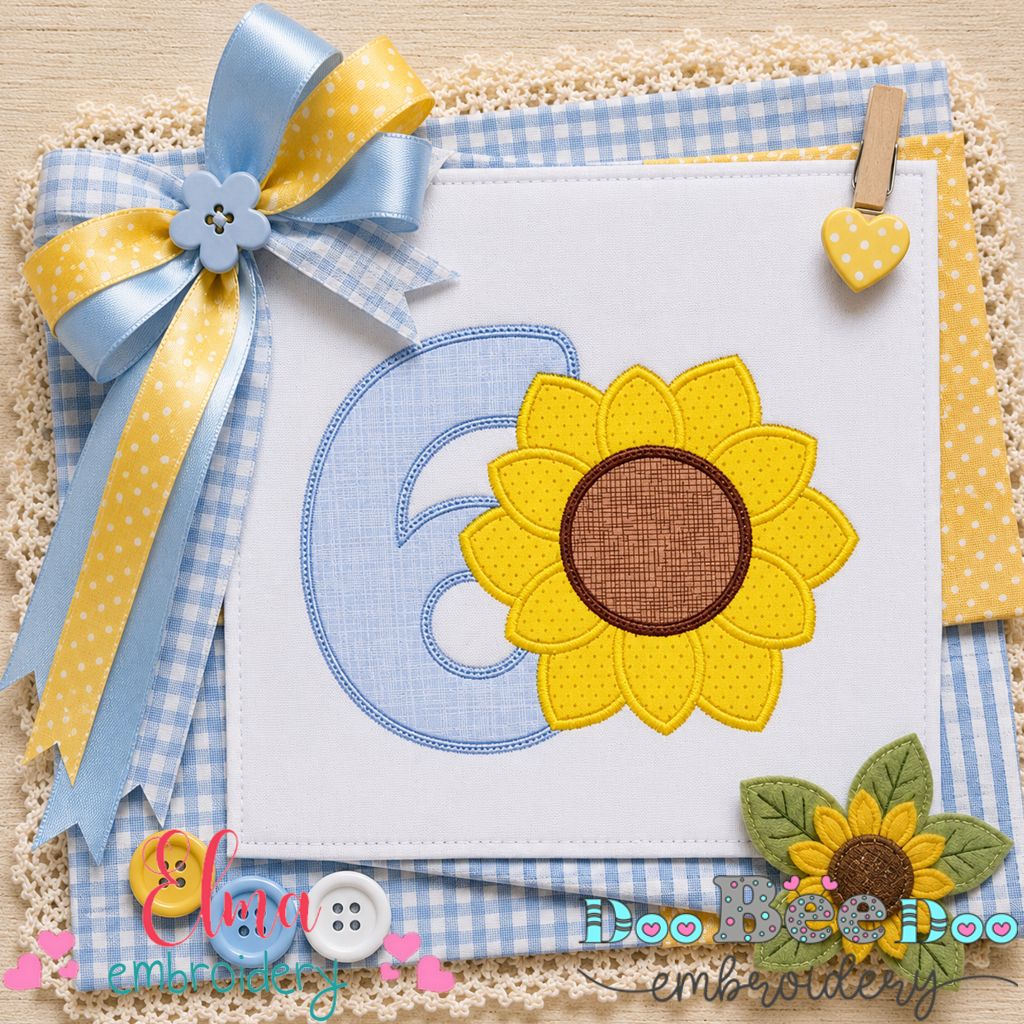 Sunny Sixth Birthday - Appliqué - Machine Embroidery Design