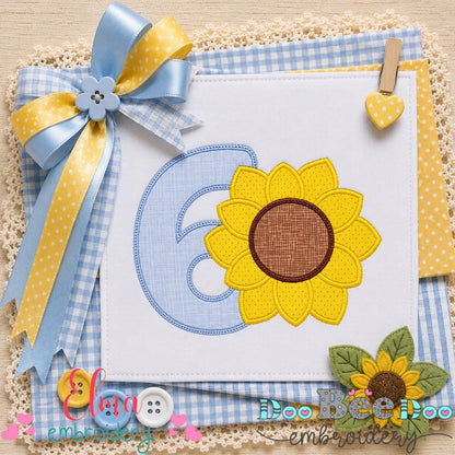 Sunny Sixth Birthday - Appliqué - Machine Embroidery Design