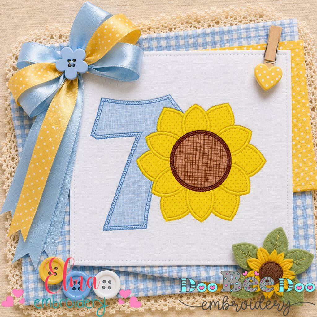 Sunny Seventh Birthday - Appliqué - Machine Embroidery Design