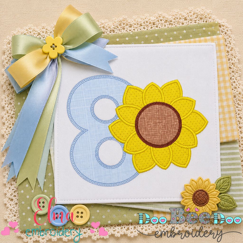 Sunny Number Eight - Appliqué - Machine Embroidery Design
